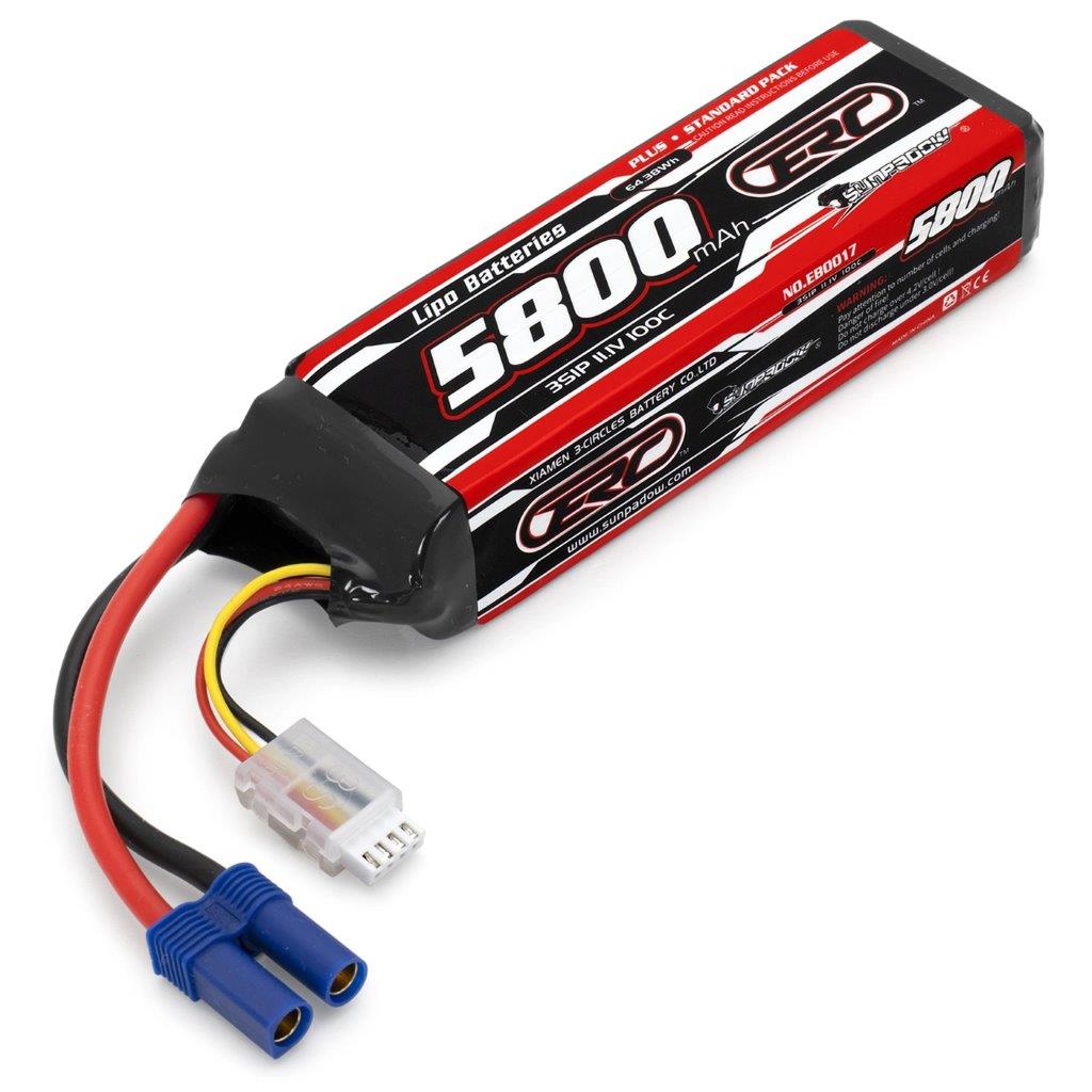 SUNPADOW Li-Po Batteri 3S 11,1V 5800mAh 100C EC5-Kontakt