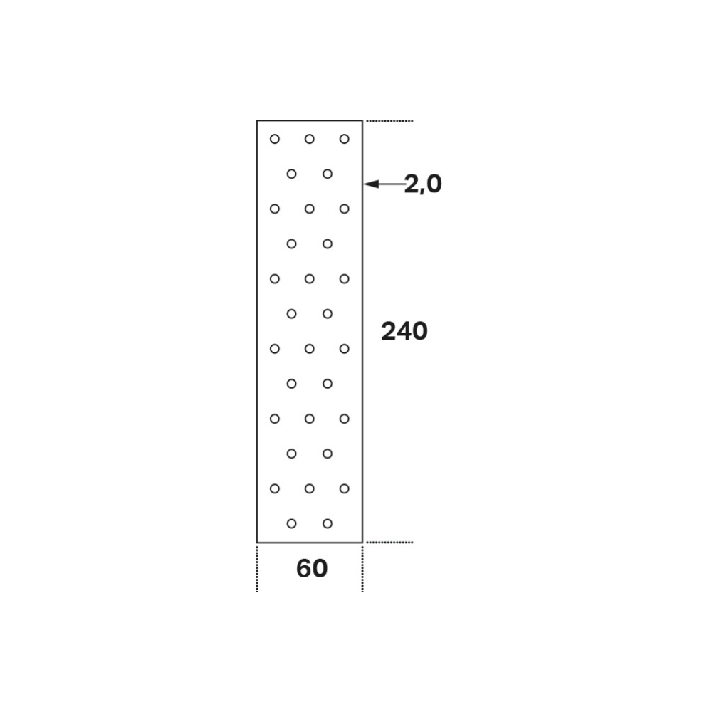 Hålplatta HP 60x240x2,0mm - 2