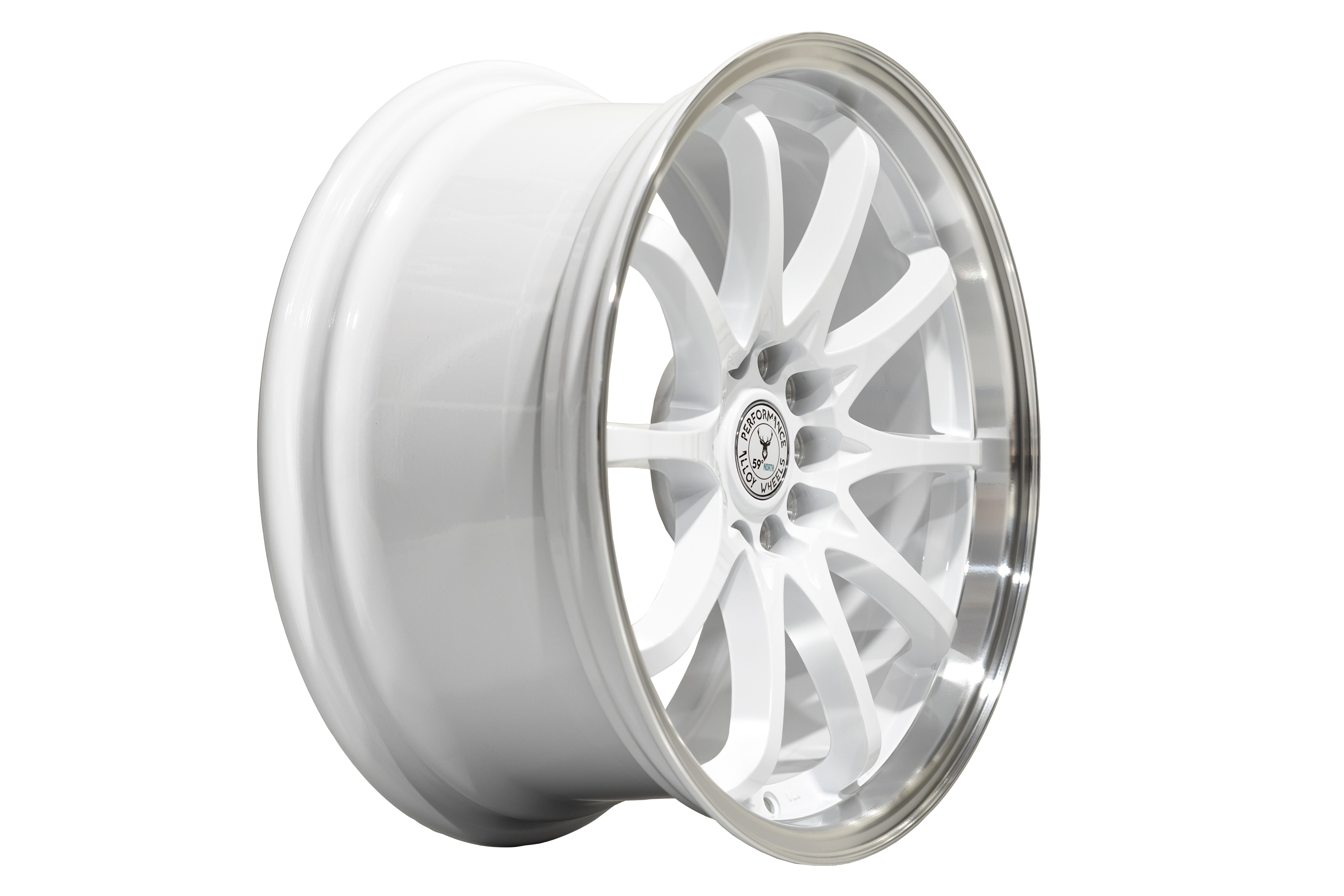 59°North Wheels D-012 8,5x18" ET30 5x114,3/5x120  Gloss white/polished lip - 4