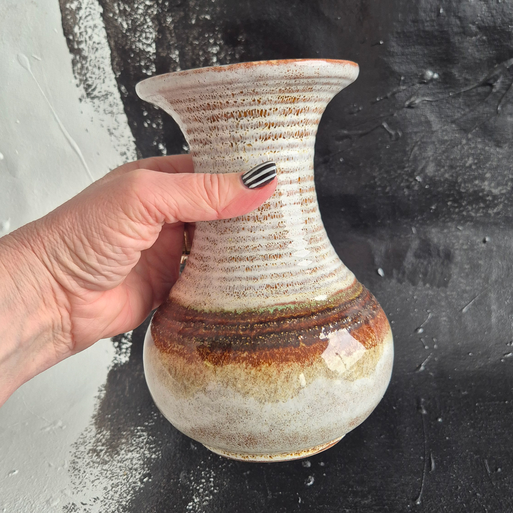 vintage VAS svängd form i beige och brunt, h 18,5 cm - 4