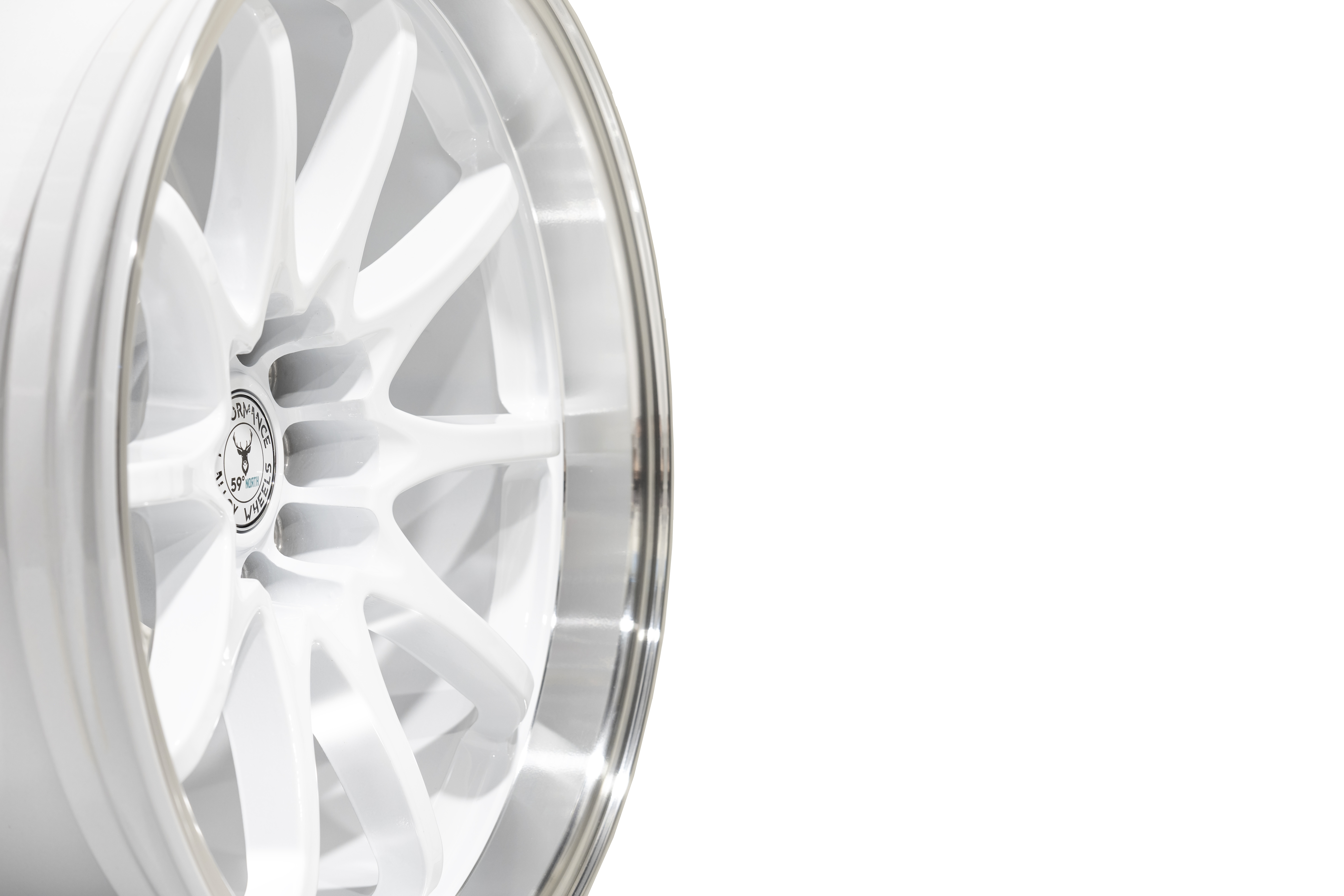 59°North Wheels D-012 9,5x18" ET15 5x114,3/5x120  Gloss white/polished lip - 4