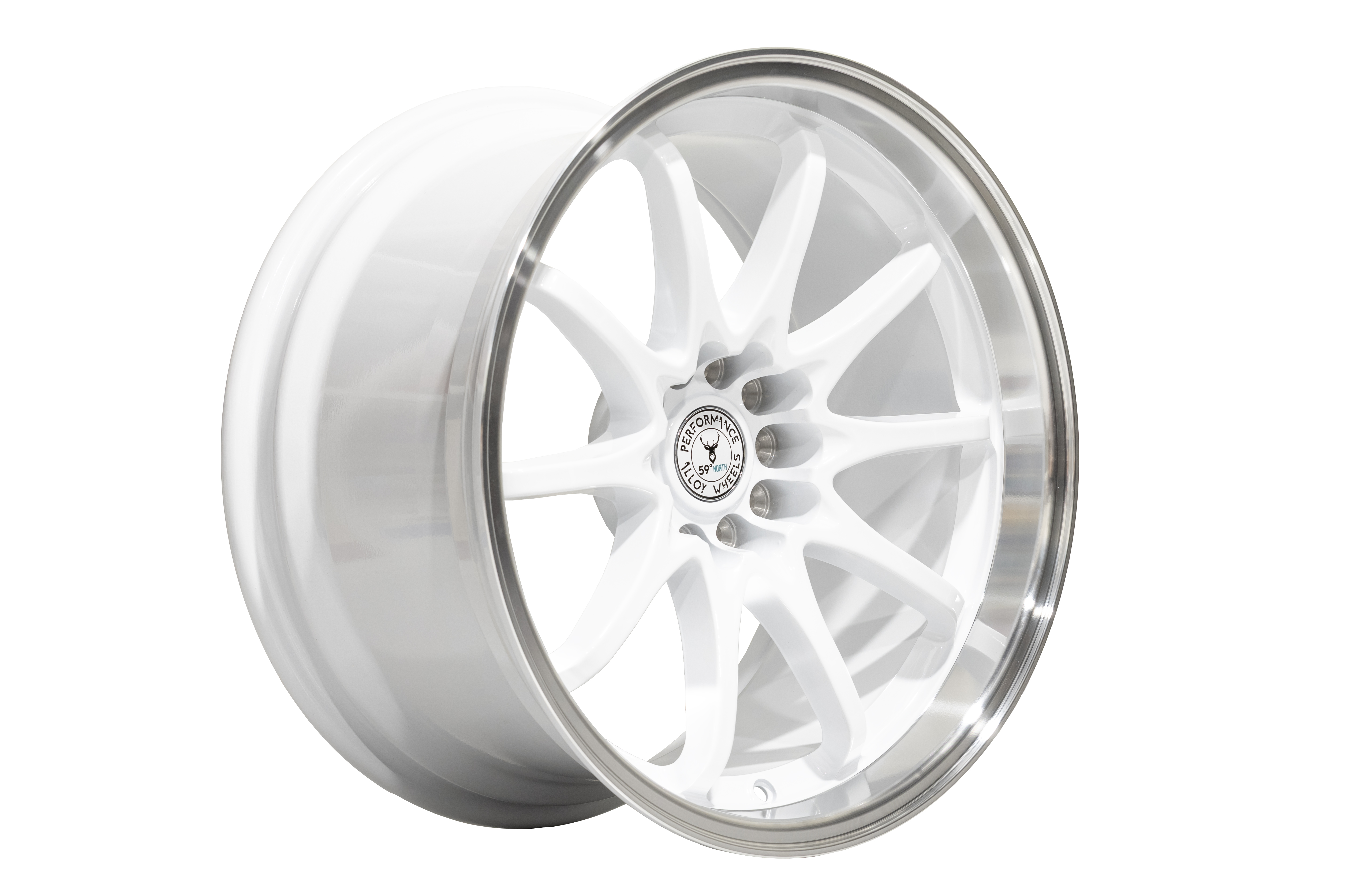 59°North Wheels D-012 9,5x18" ET15 5x114,3/5x120  Gloss white/polished lip