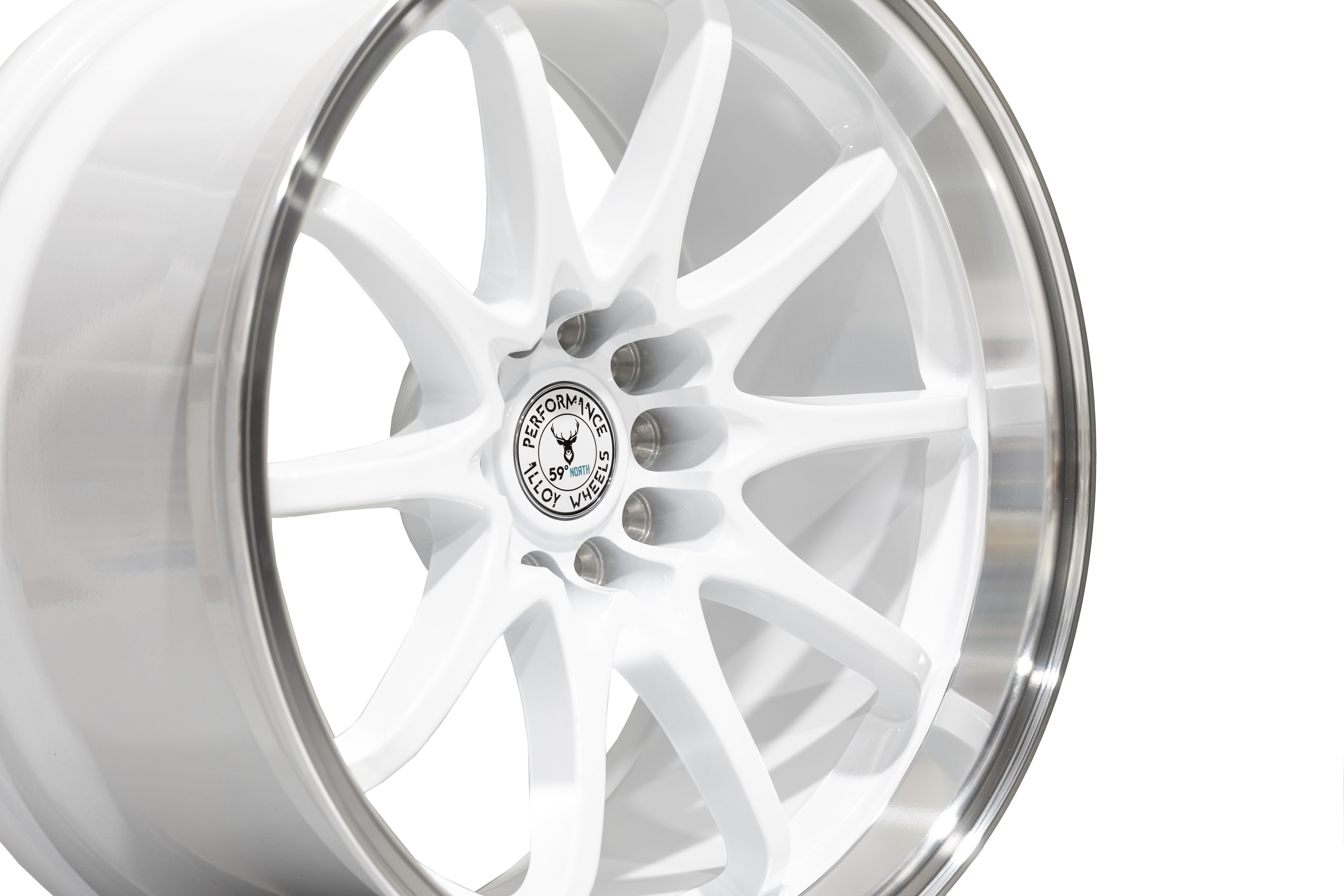 59°North Wheels D-012 9,5x18" ET15 5x114,3/5x120  Gloss white/polished lip - 2