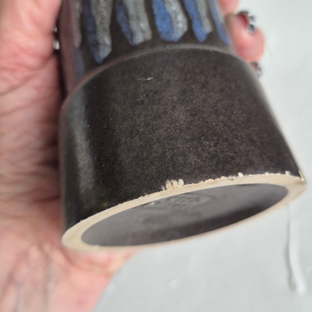 vintage VAS Jasba West Germany, grå-blå-svart-randig, h 18,5 cm - 8