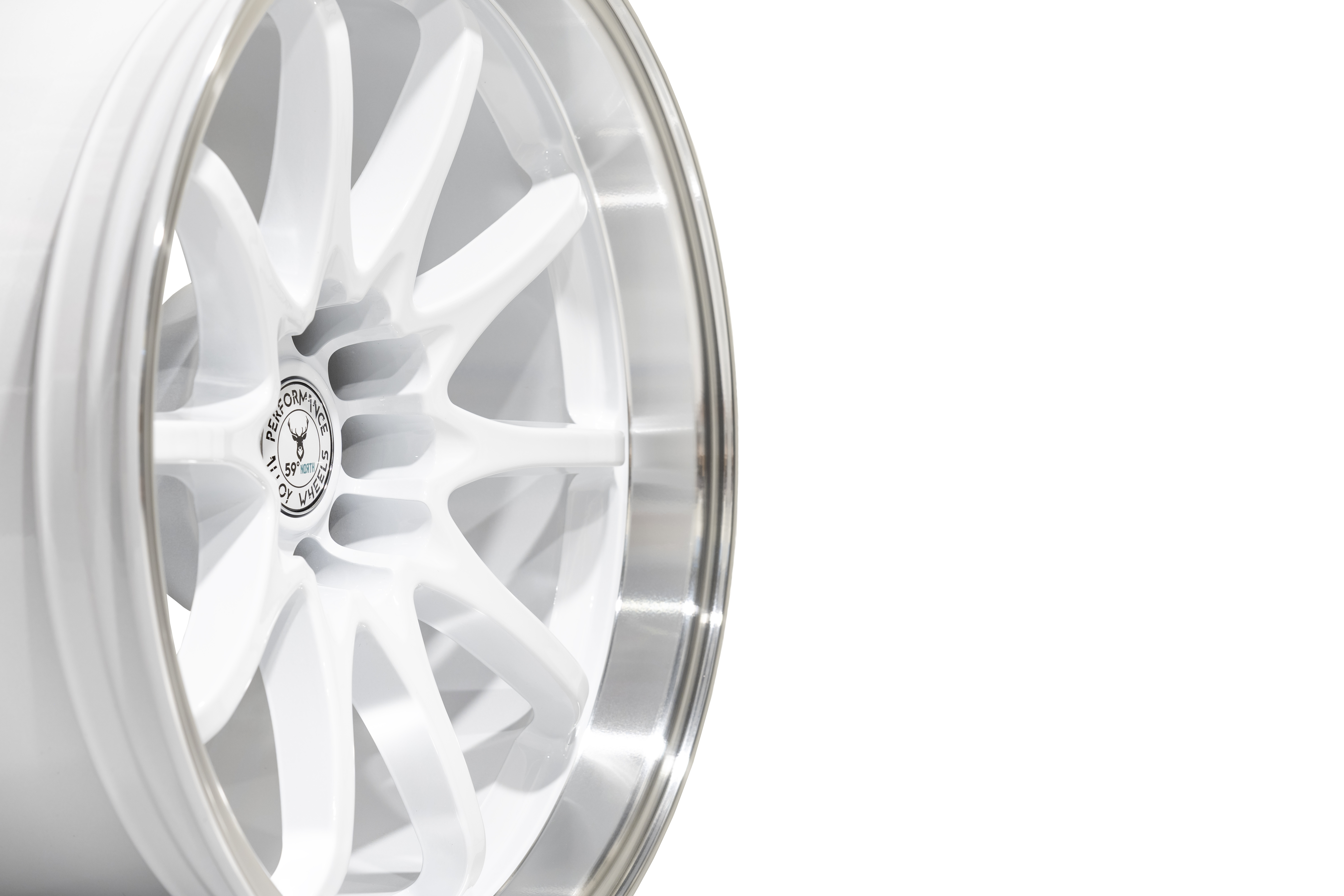 59°North Wheels D-012 10,5x18" ET15 5x114,3/5x120  Gloss white/polished lip - 2