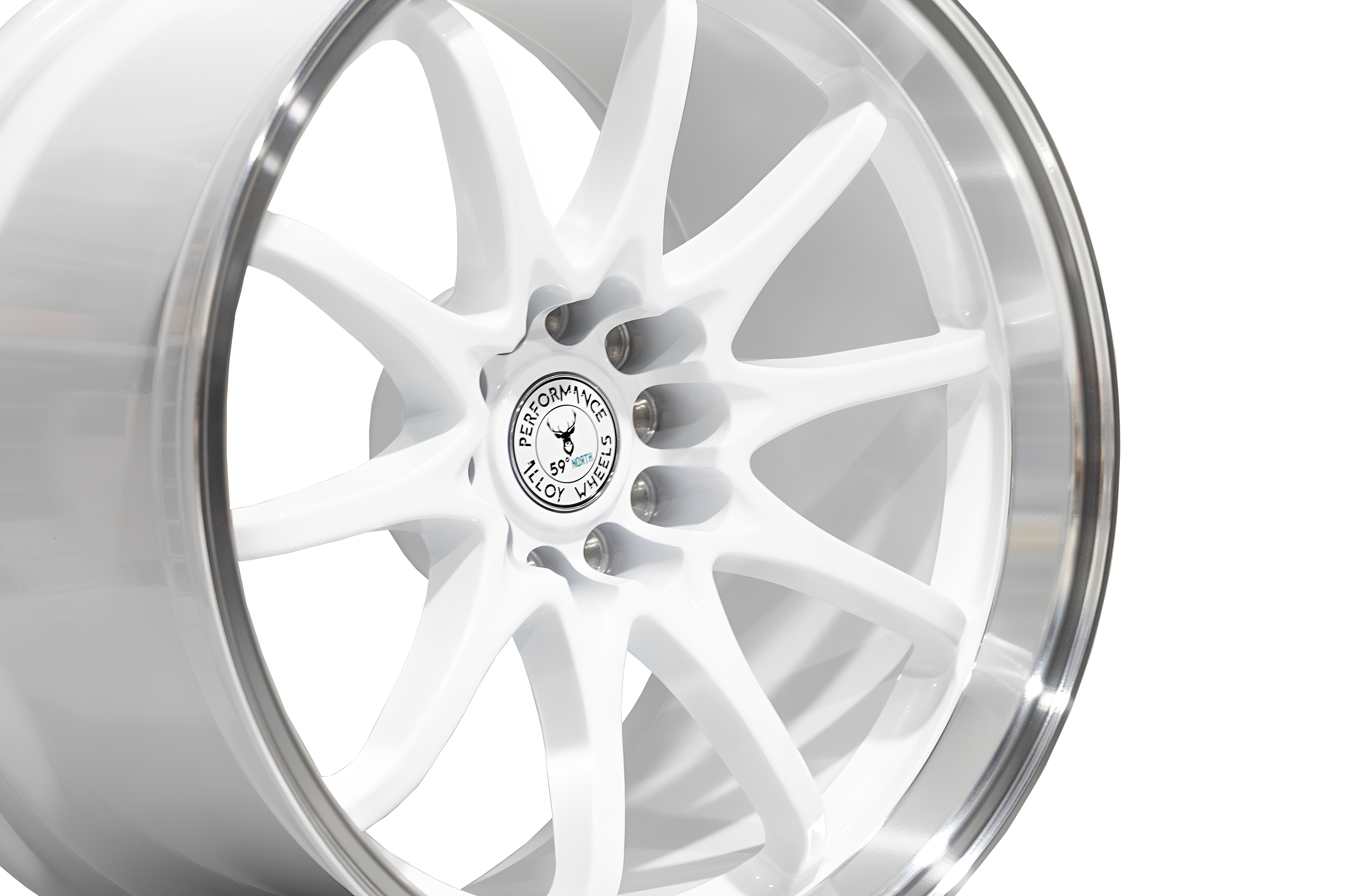 59°North Wheels D-012 10,5x18" ET15 5x114,3/5x120  Gloss white/polished lip - 3