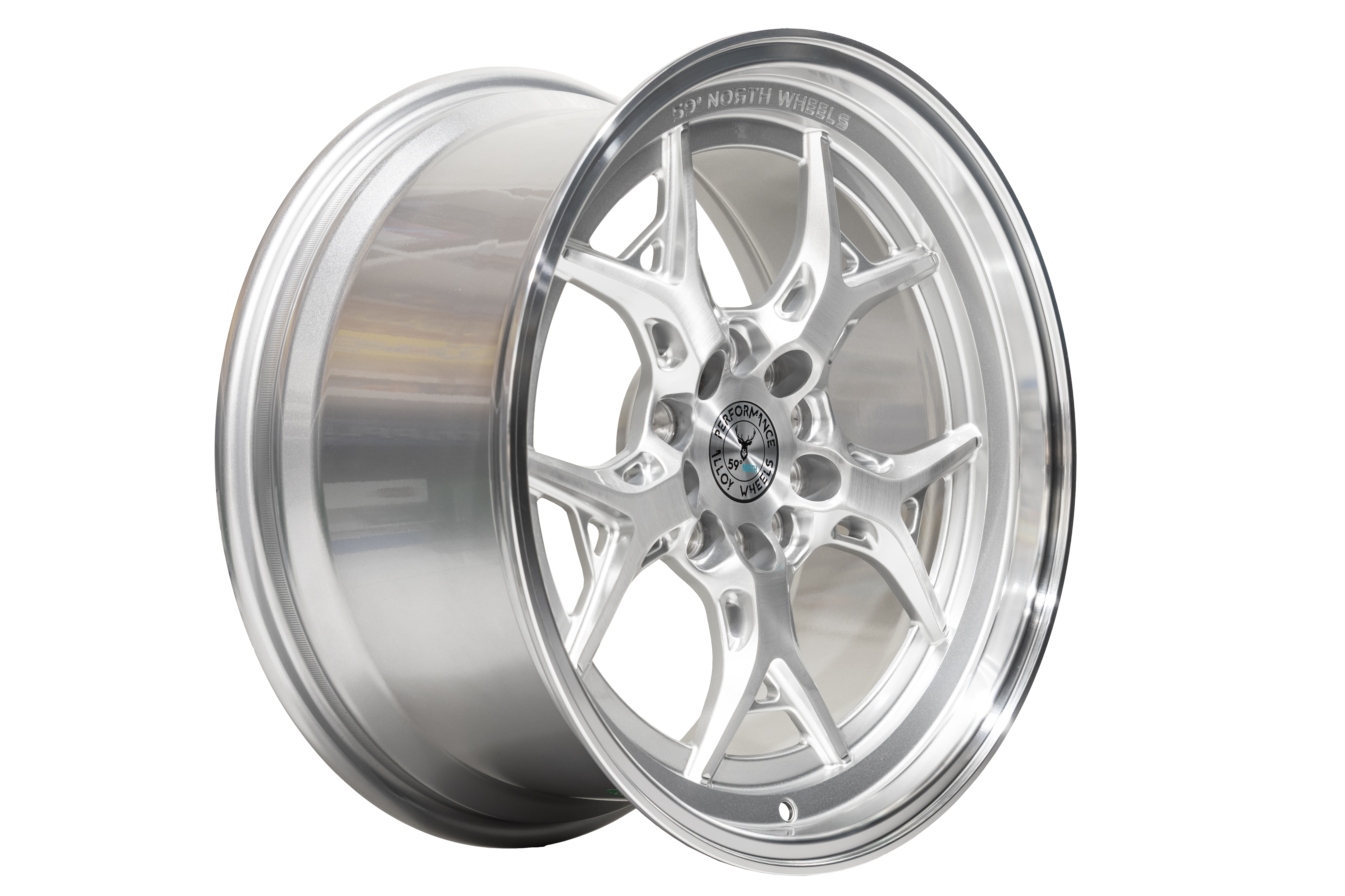 59°North Wheels D-014 9x18" ET30 5x114,3/5x120 brushed silver/polished lip - 4