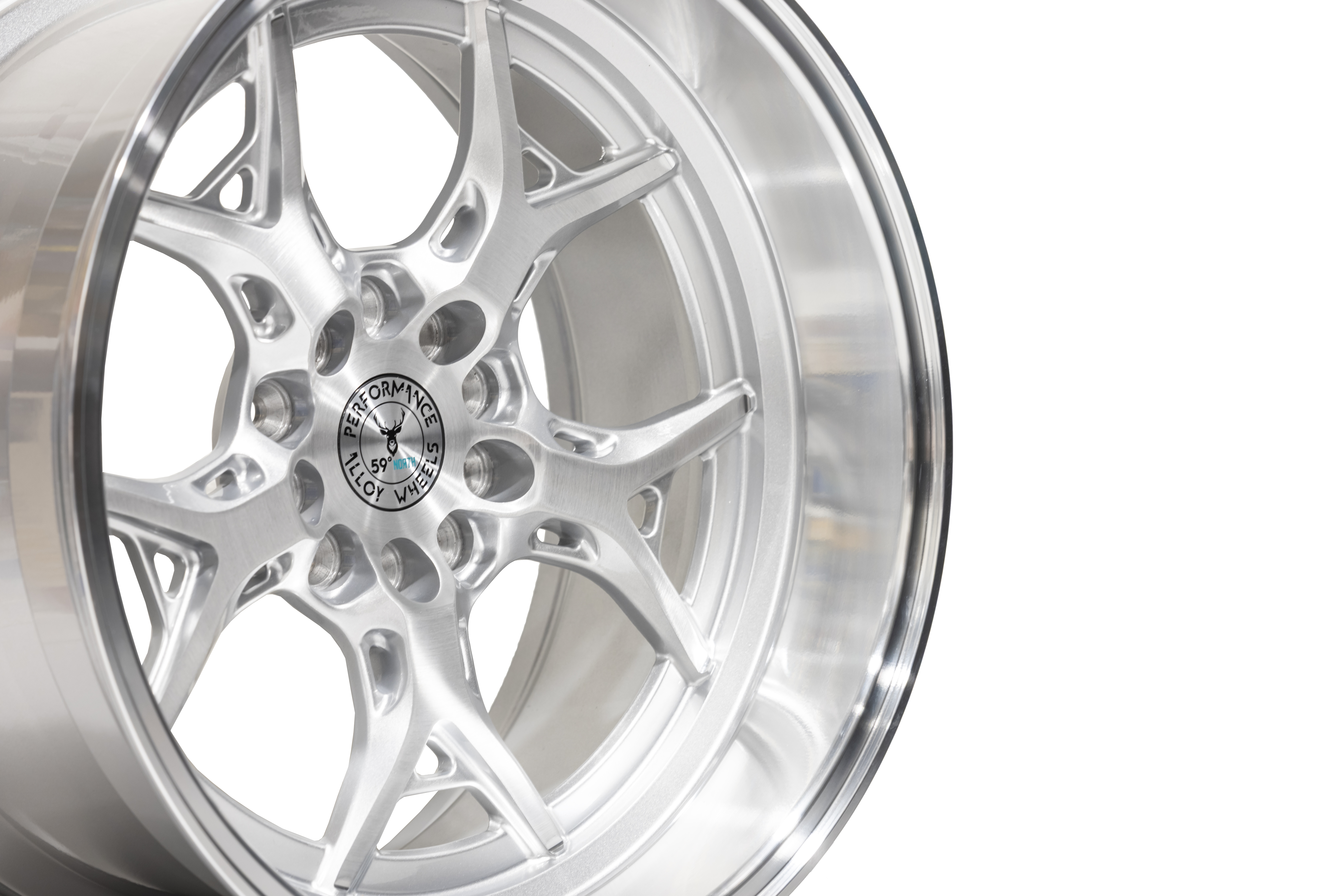 59°North Wheels D-014 9,75x18" ET -5 5x114,3/5x120 borstad silver/polerad läpp - 3