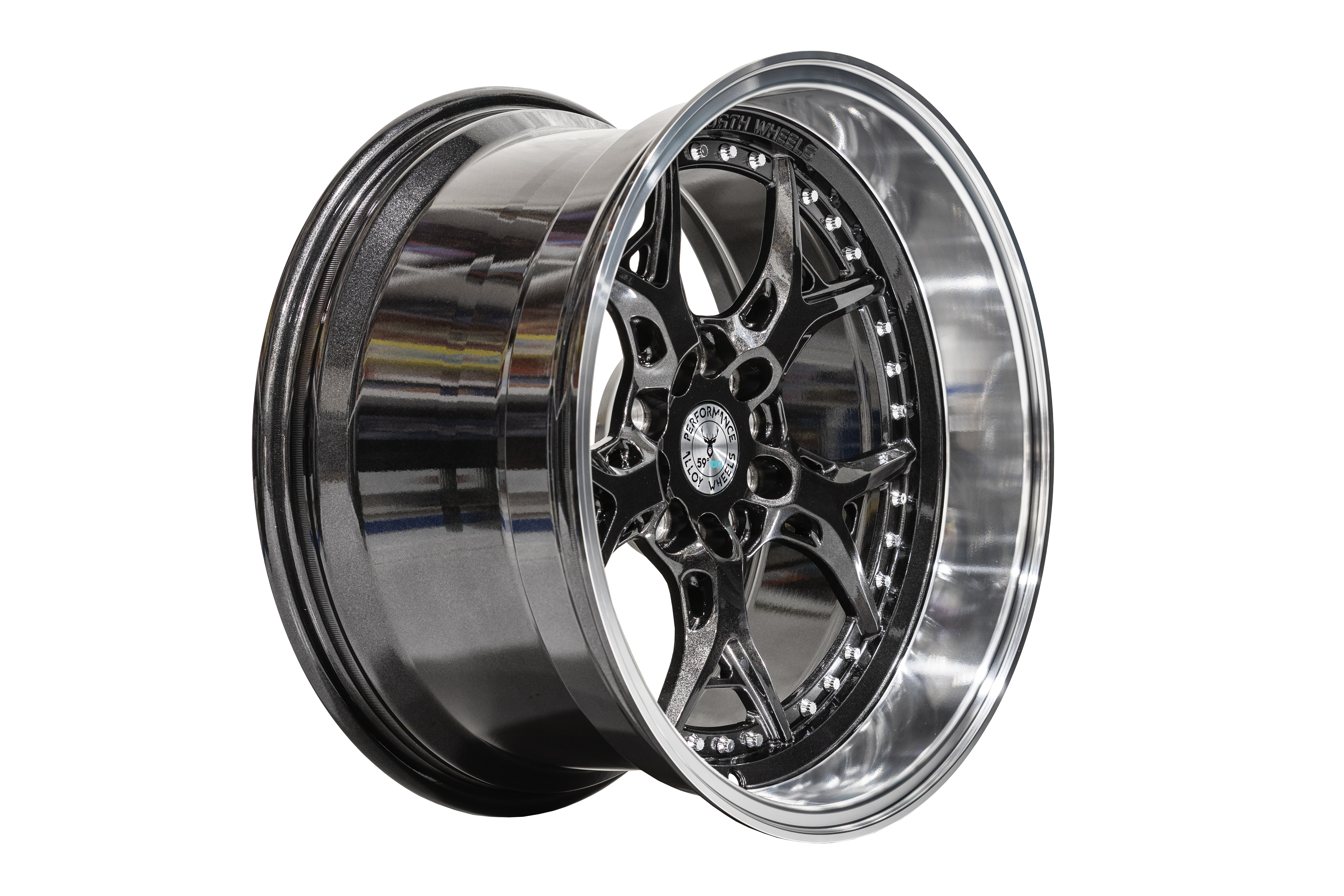 59°North Wheels D-014 9,75x18" ET -5 5x114,3/5x120 gunmetal/polerad läpp - 2