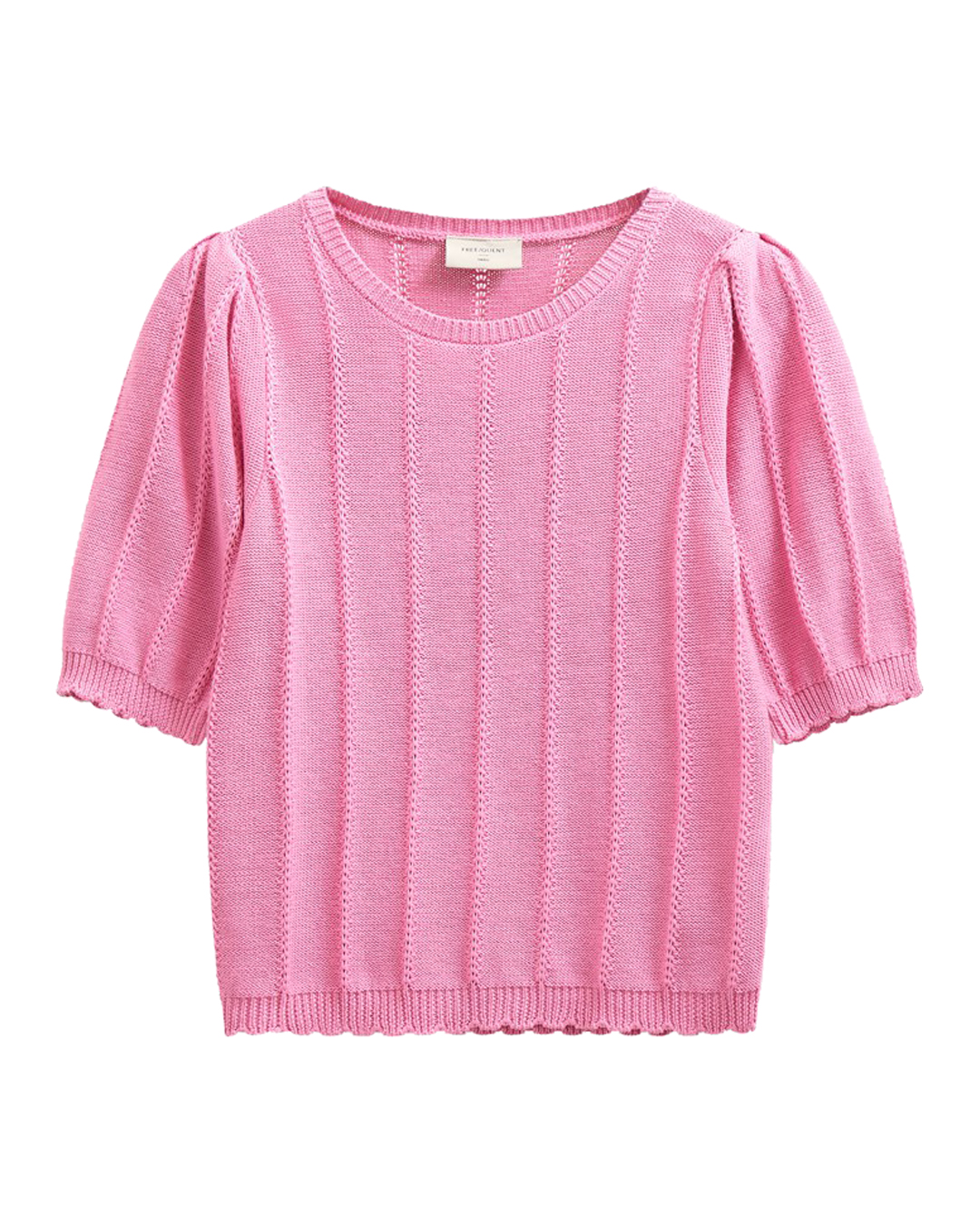 Jumper Mora kort ärm randig stickning rosa - 4
