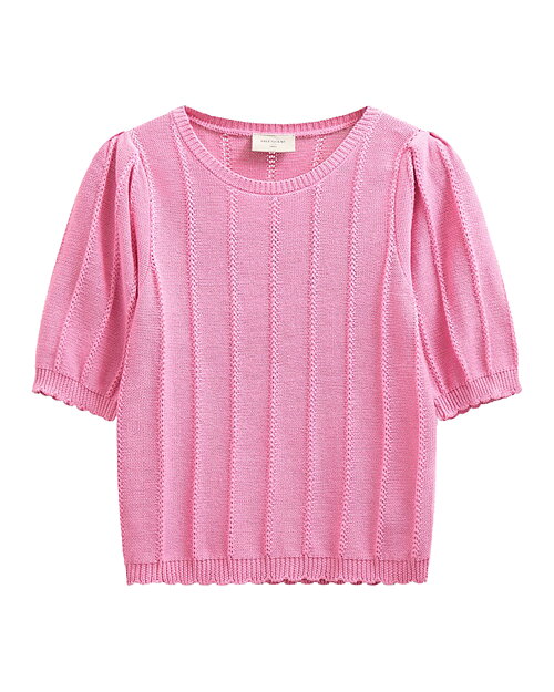 Jumper Mora kort ärm randig stickning rosa - 4