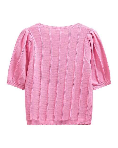 Jumper Mora kort ärm randig stickning rosa - 5