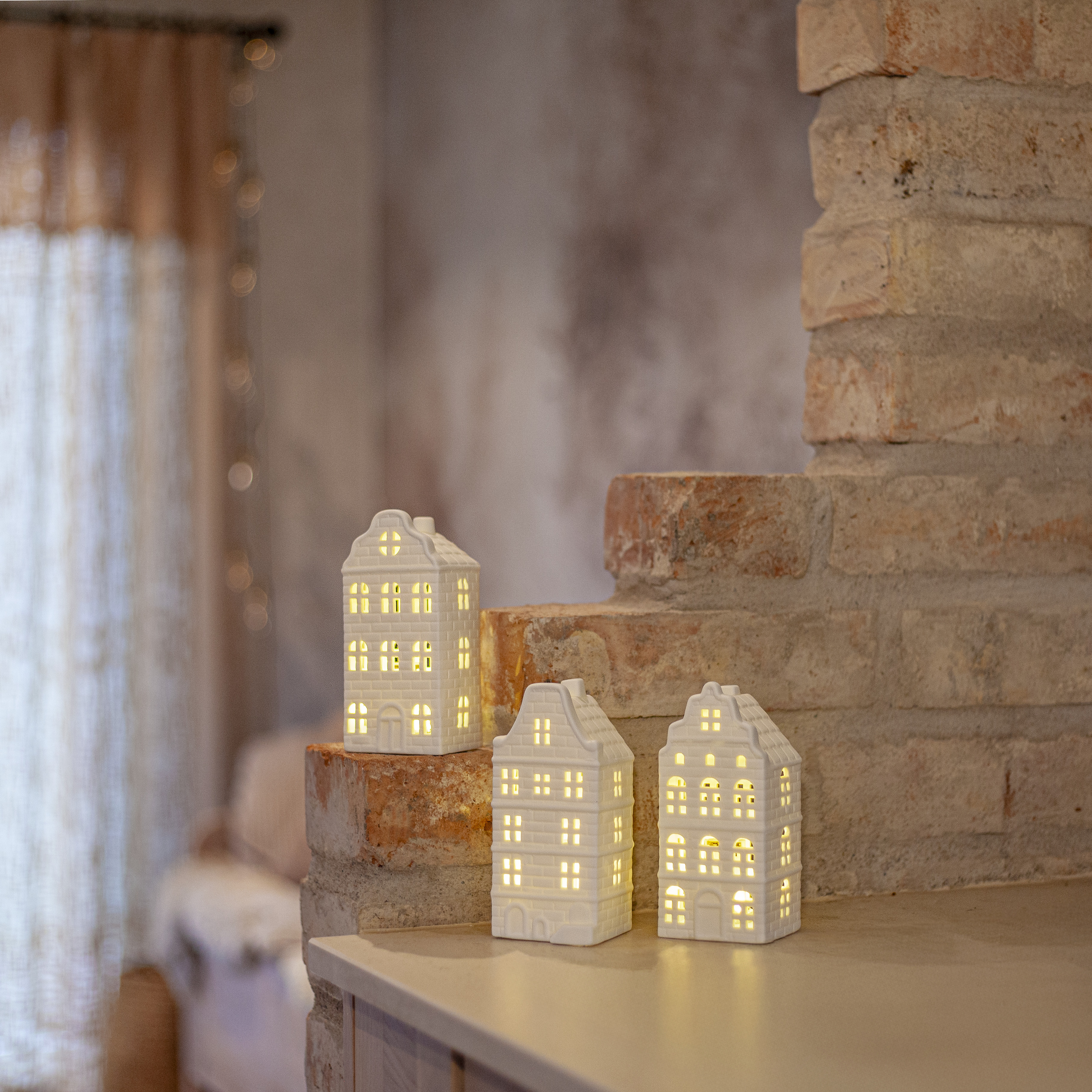 Hus - Kanalhus - Huslyktor med belysning -  3-pack