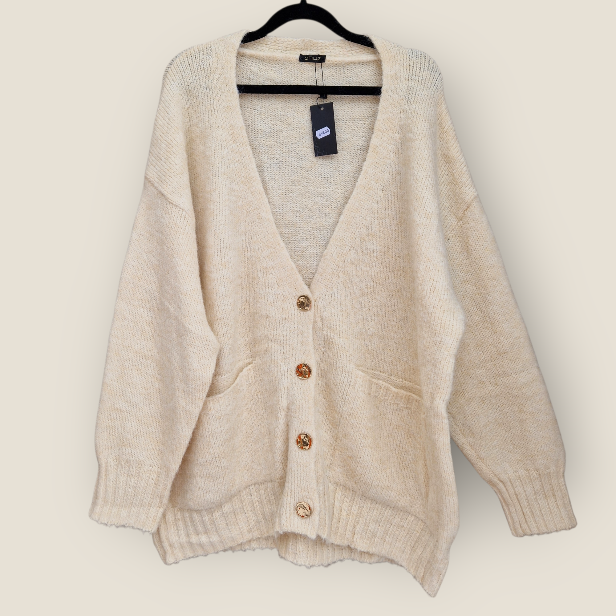 Qnus- Kofta creme oversized 