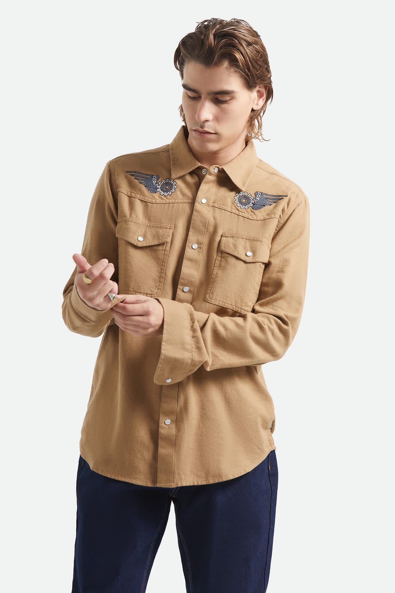 Waylon lightweight overshirt khaki - 4