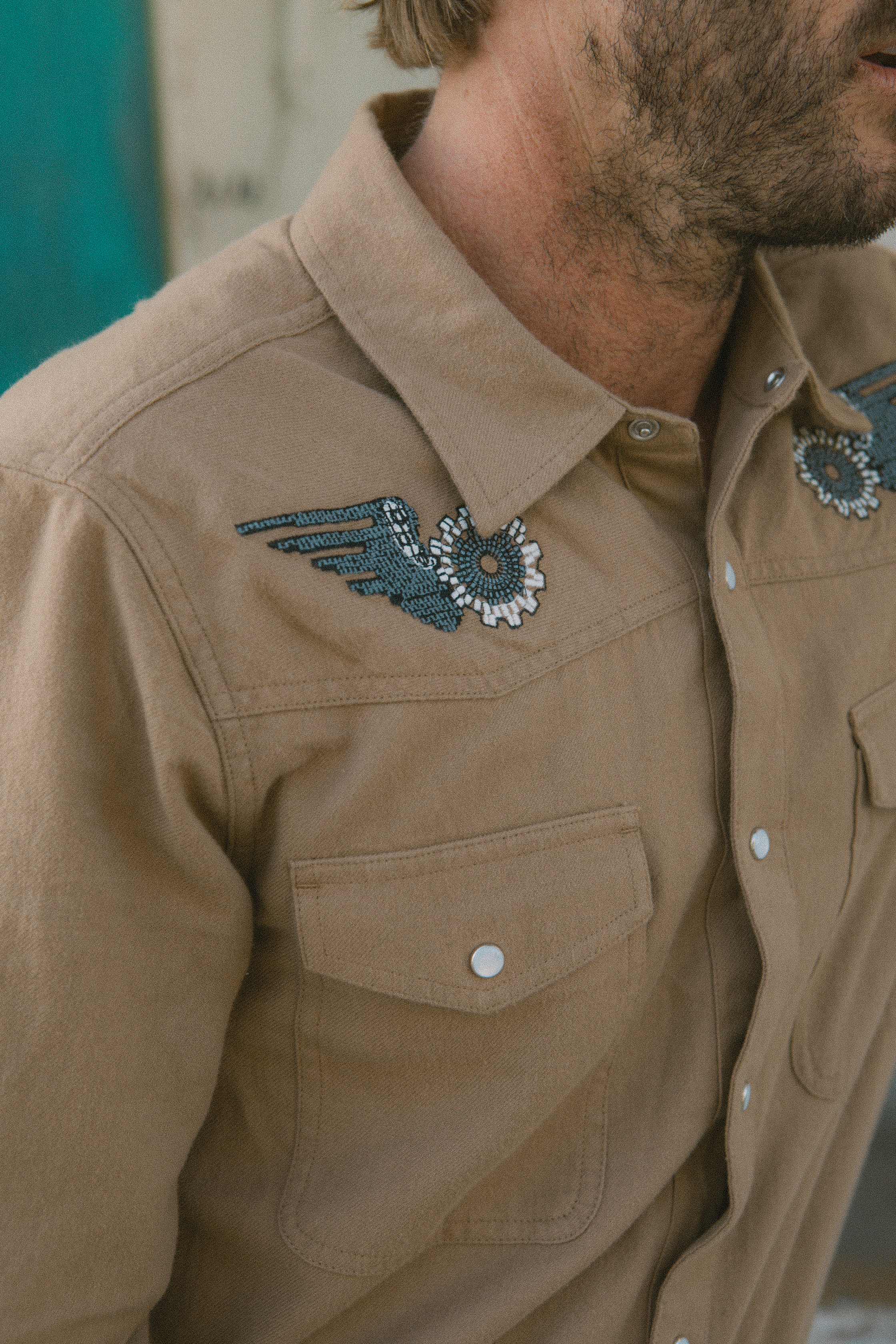 Waylon lightweight overshirt khaki - 2