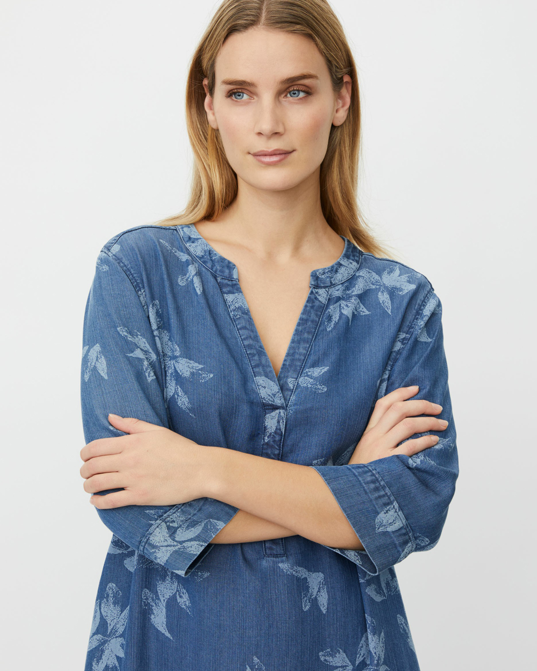 Jeansklänning Nokolo med blommor denimblå - 3