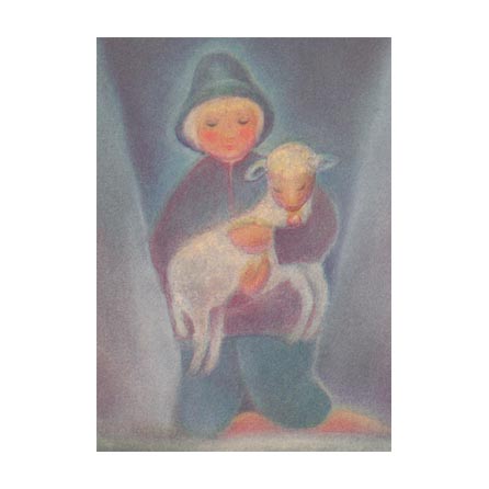  Konstkort- Med lamm  motiv av Ruth  Elsässer från Mellinger Verlag 