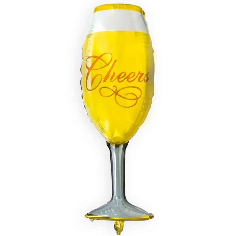 Folieballong Champagneglas med texten "Cheers" 