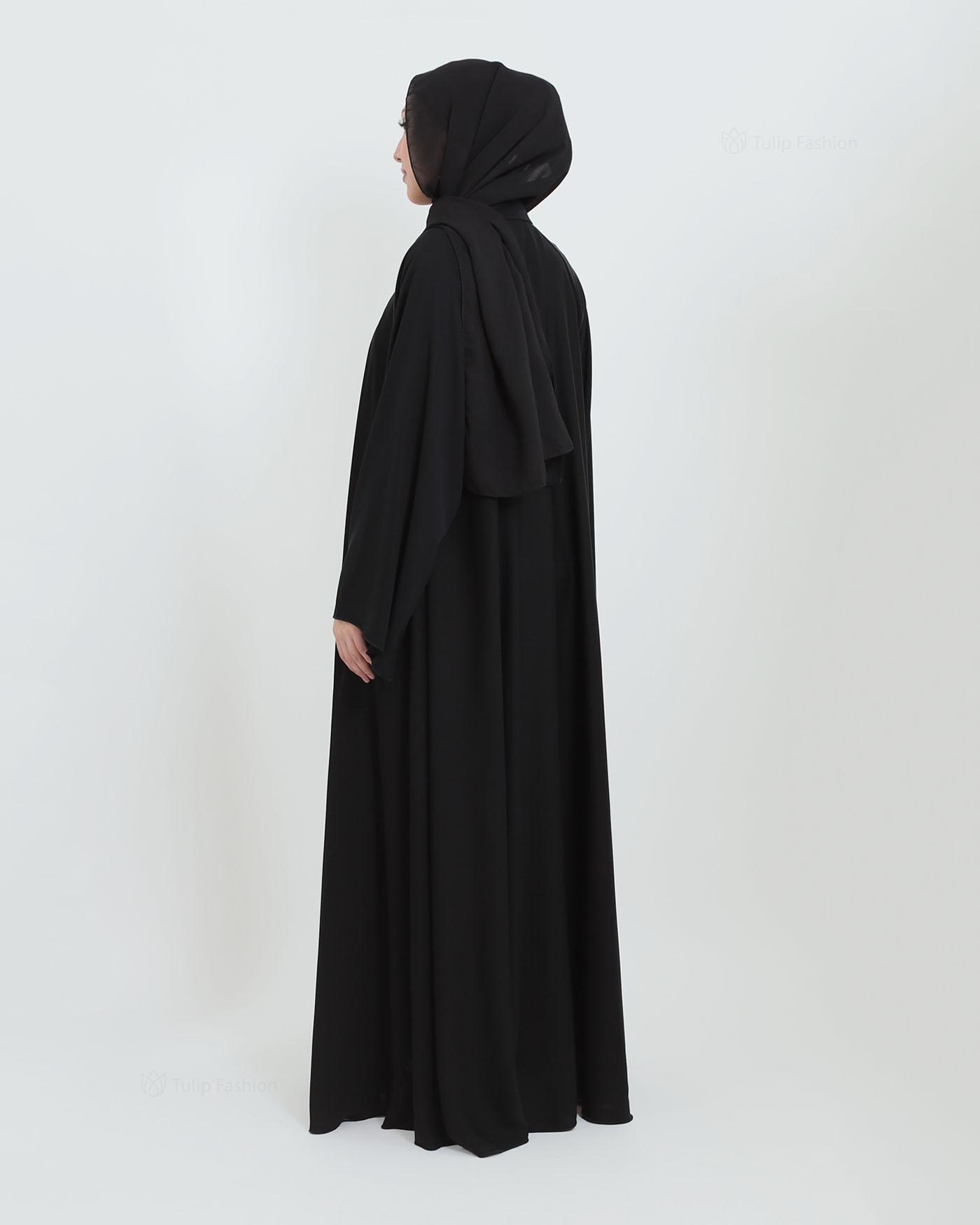 Butterfly Abaya with matching Hijab - Black - 3