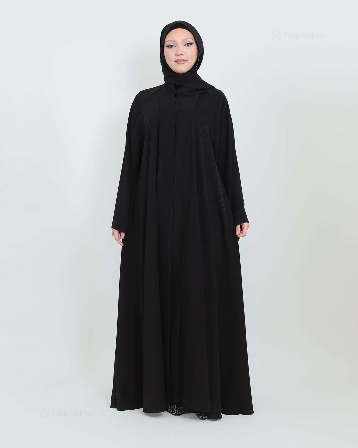 Butterfly Abaya with matching Hijab - Black - 8