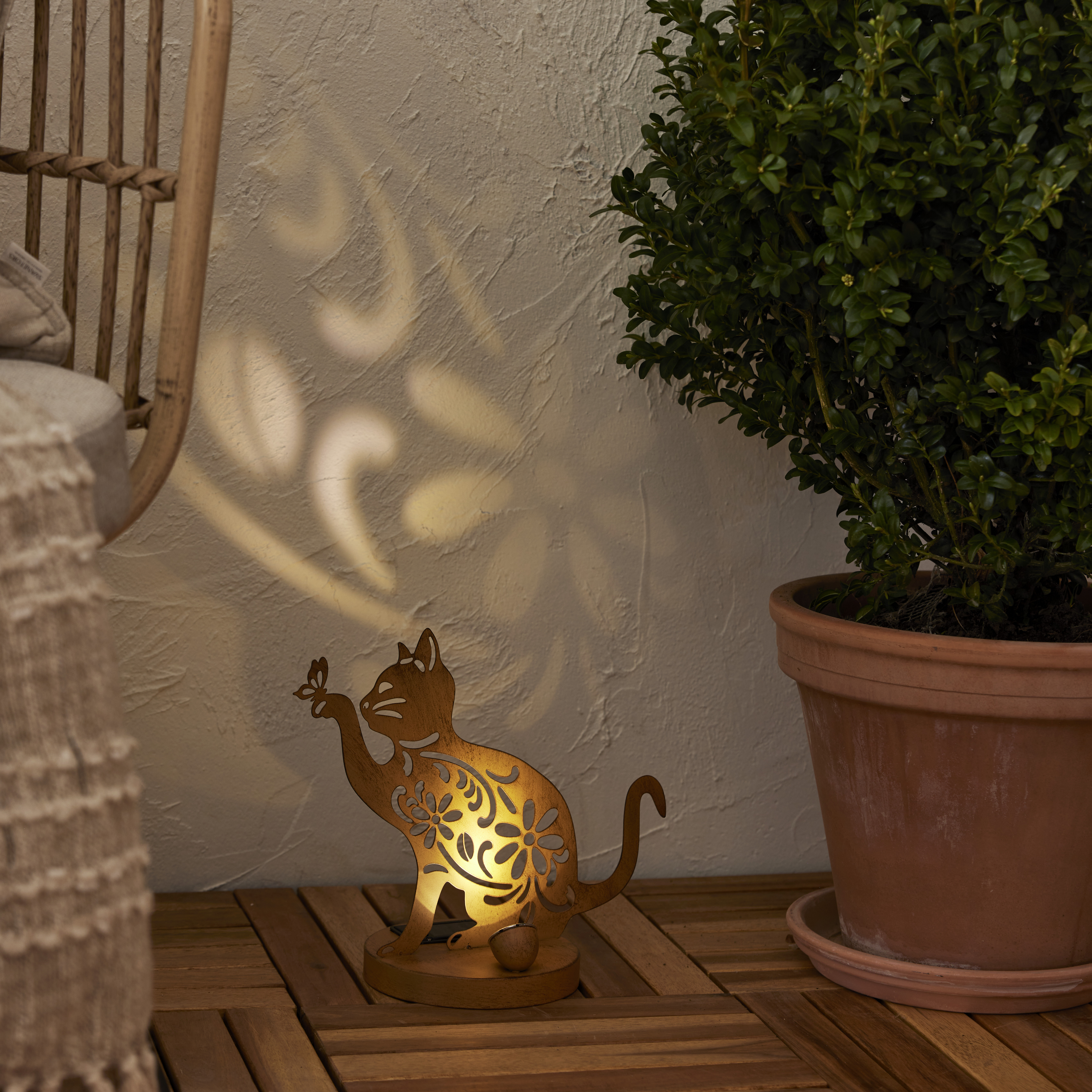 Solar cell decoration - Solar cell lighting - Cat - 30x25x15 cm