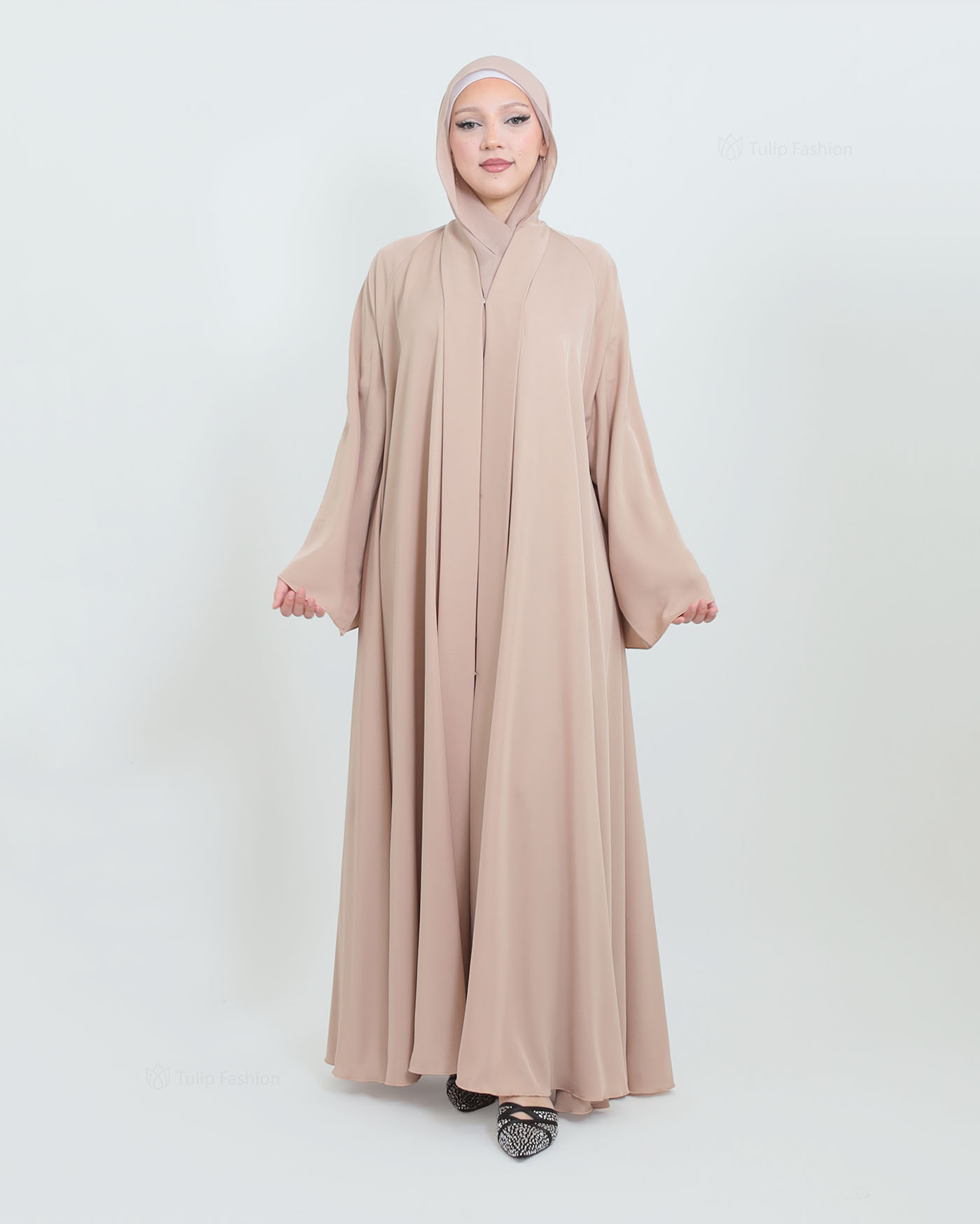 Butterfly Abaya with matching Hijab - Beige