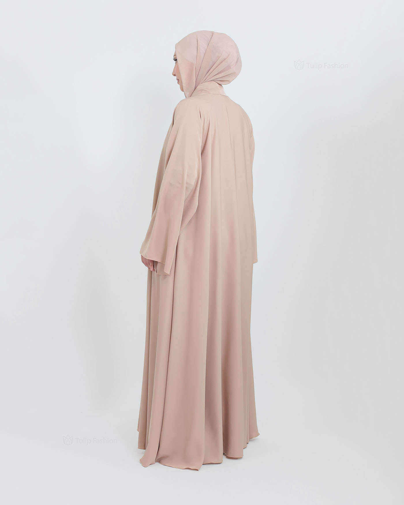 Butterfly Abaya with matching Hijab - Beige - 4