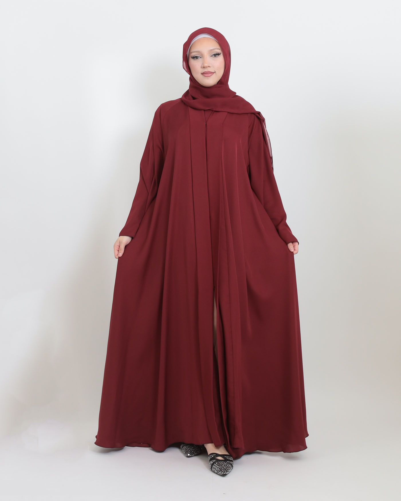 Butterfly Abaya with matching Hijab - Maroon
