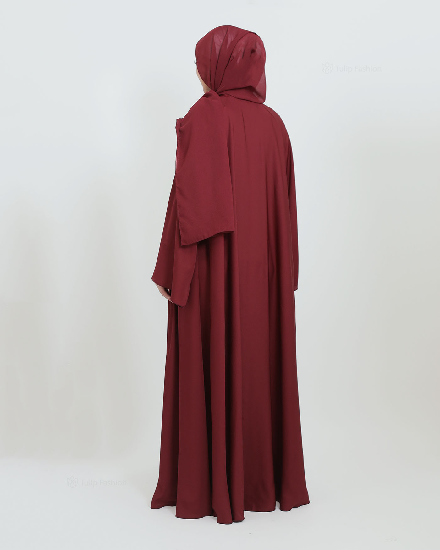 Butterfly Abaya with matching Hijab - Maroon - 5