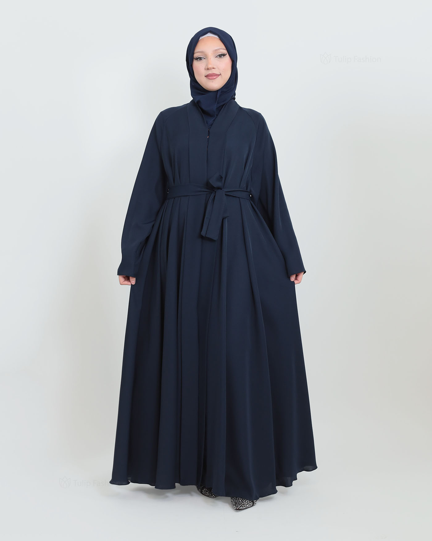 Butterfly Abaya with matching Hijab - Navy Blue - 7