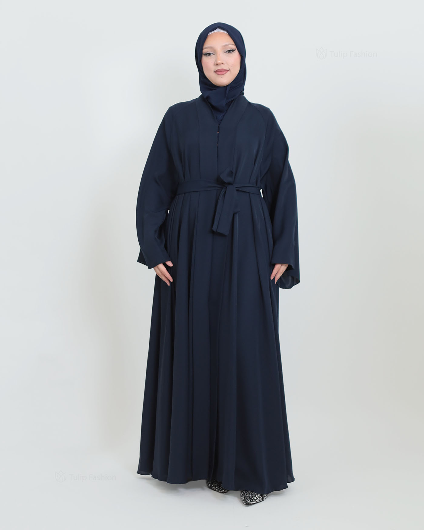 Butterfly Abaya with matching Hijab - Navy Blue - 6