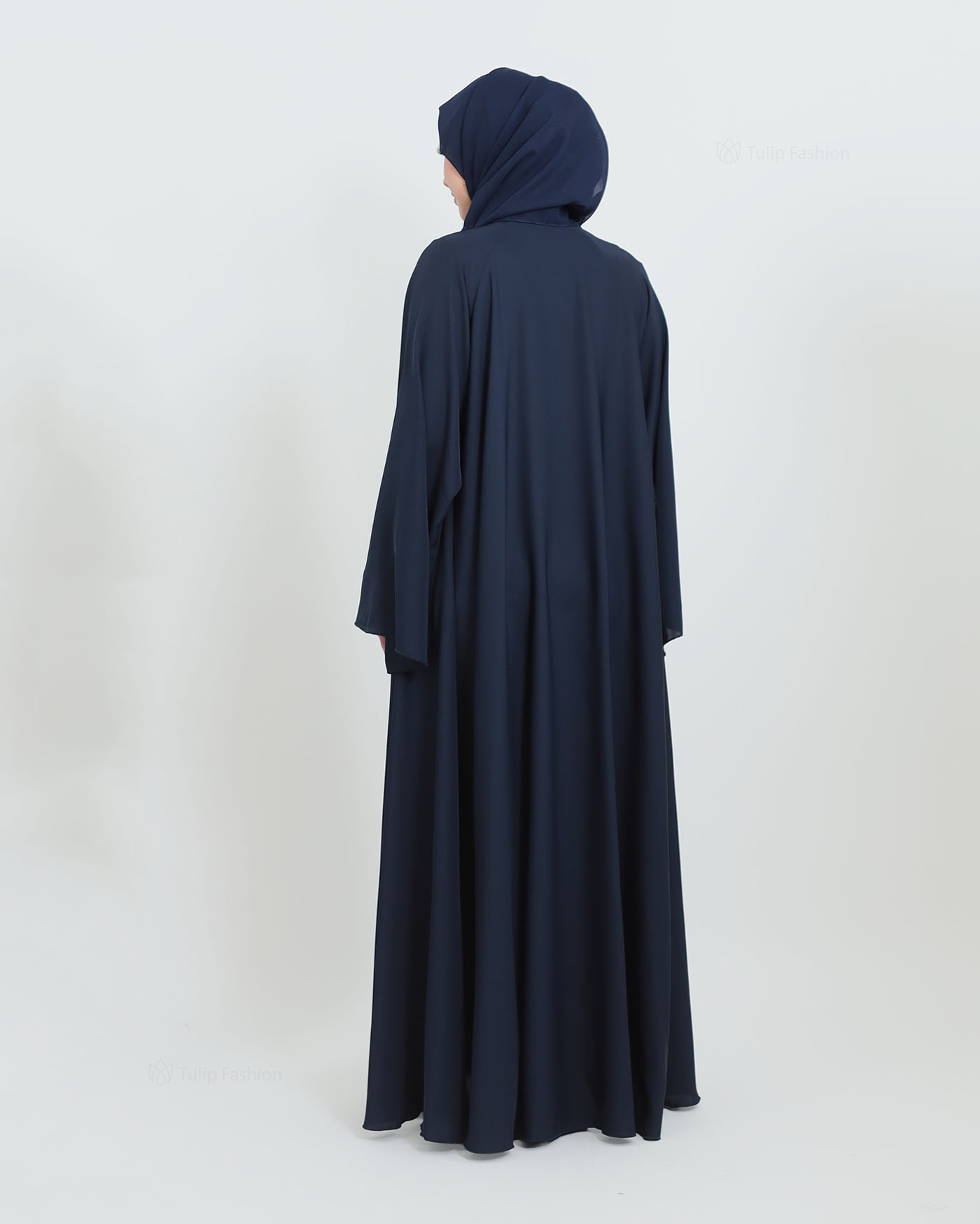 Butterfly Abaya with matching Hijab - Navy Blue - 4