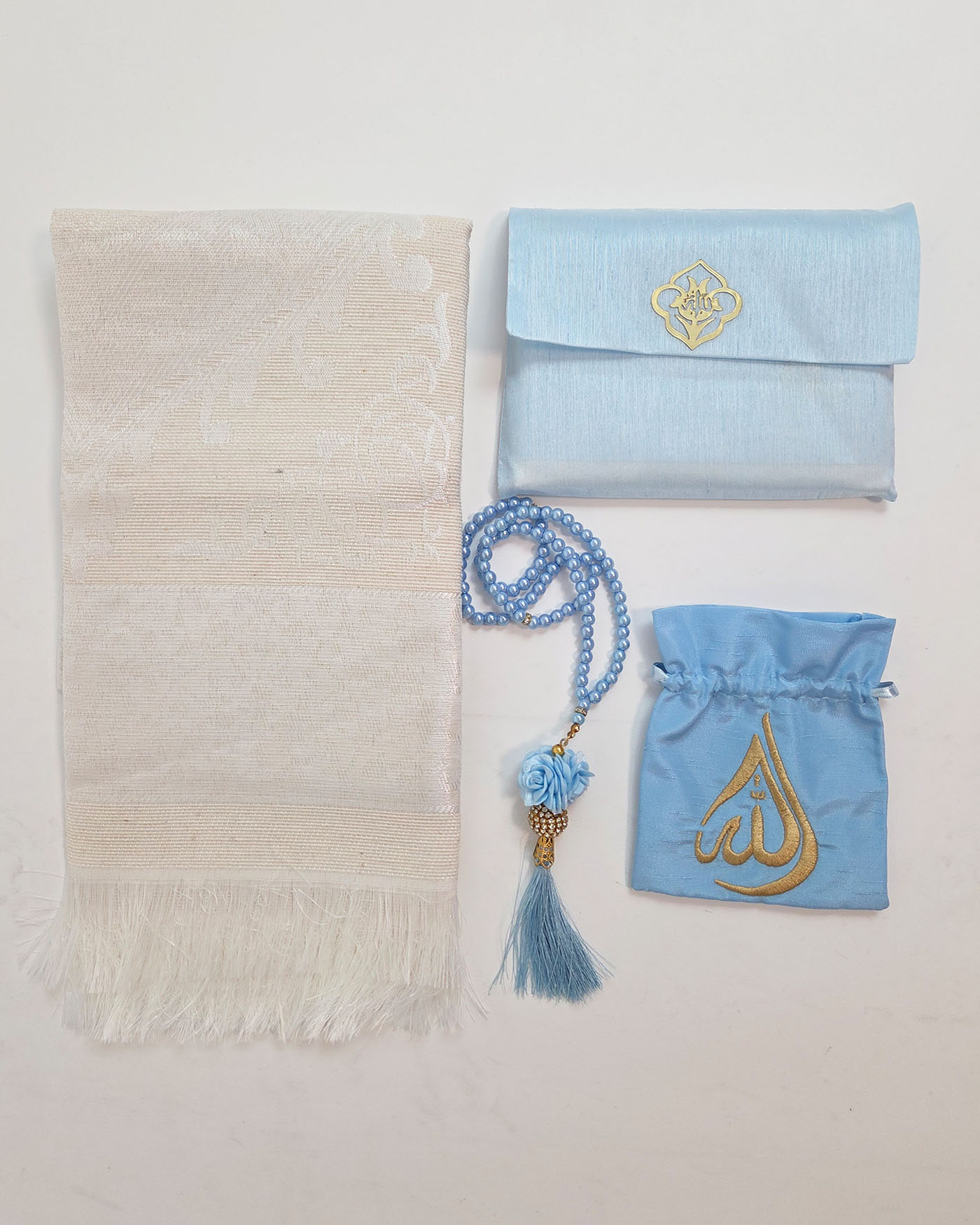Gift set with prayer rug and rosary Misbaha - Sky Blue