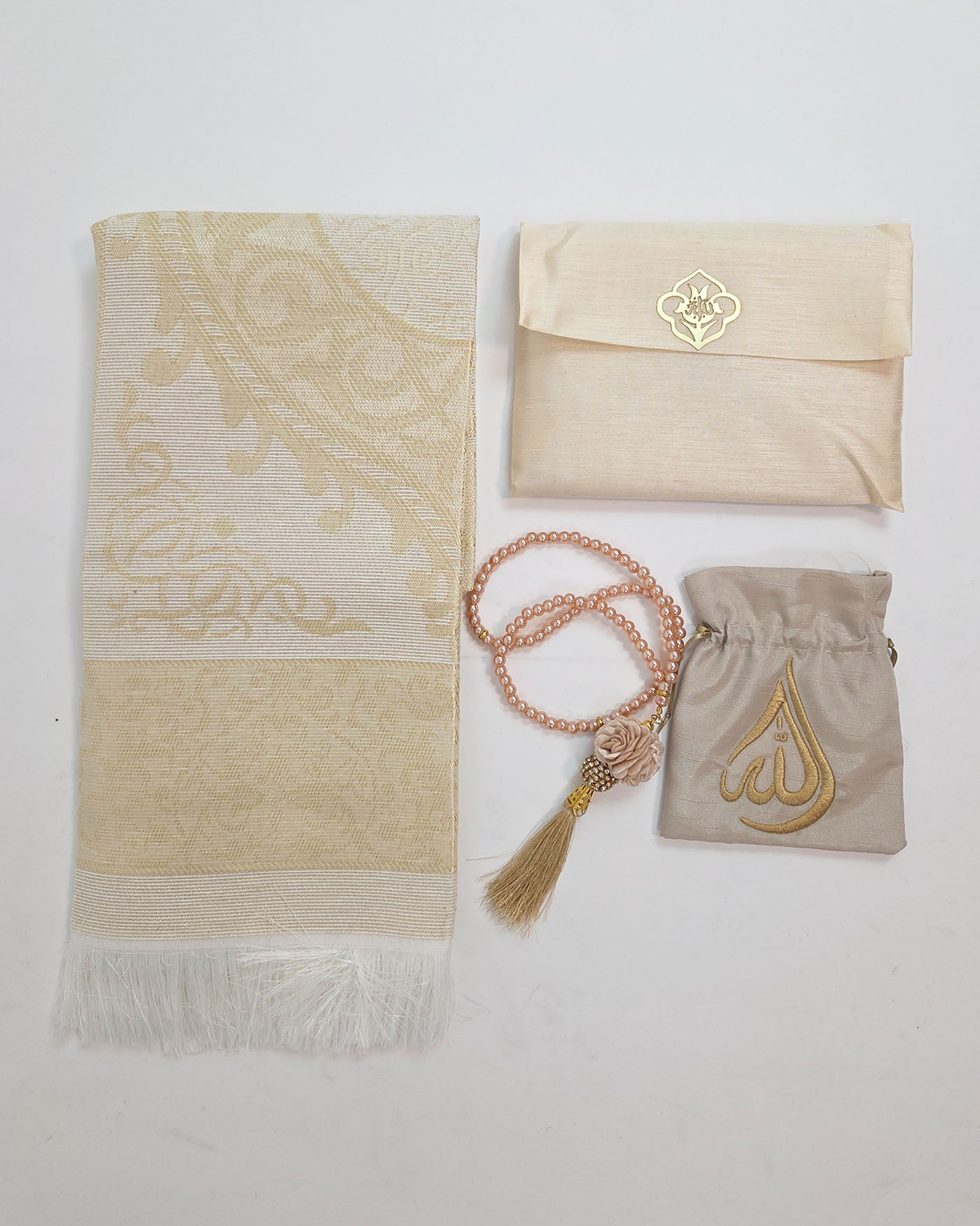 Gift set with prayer rug and rosary Misbaha - Beige