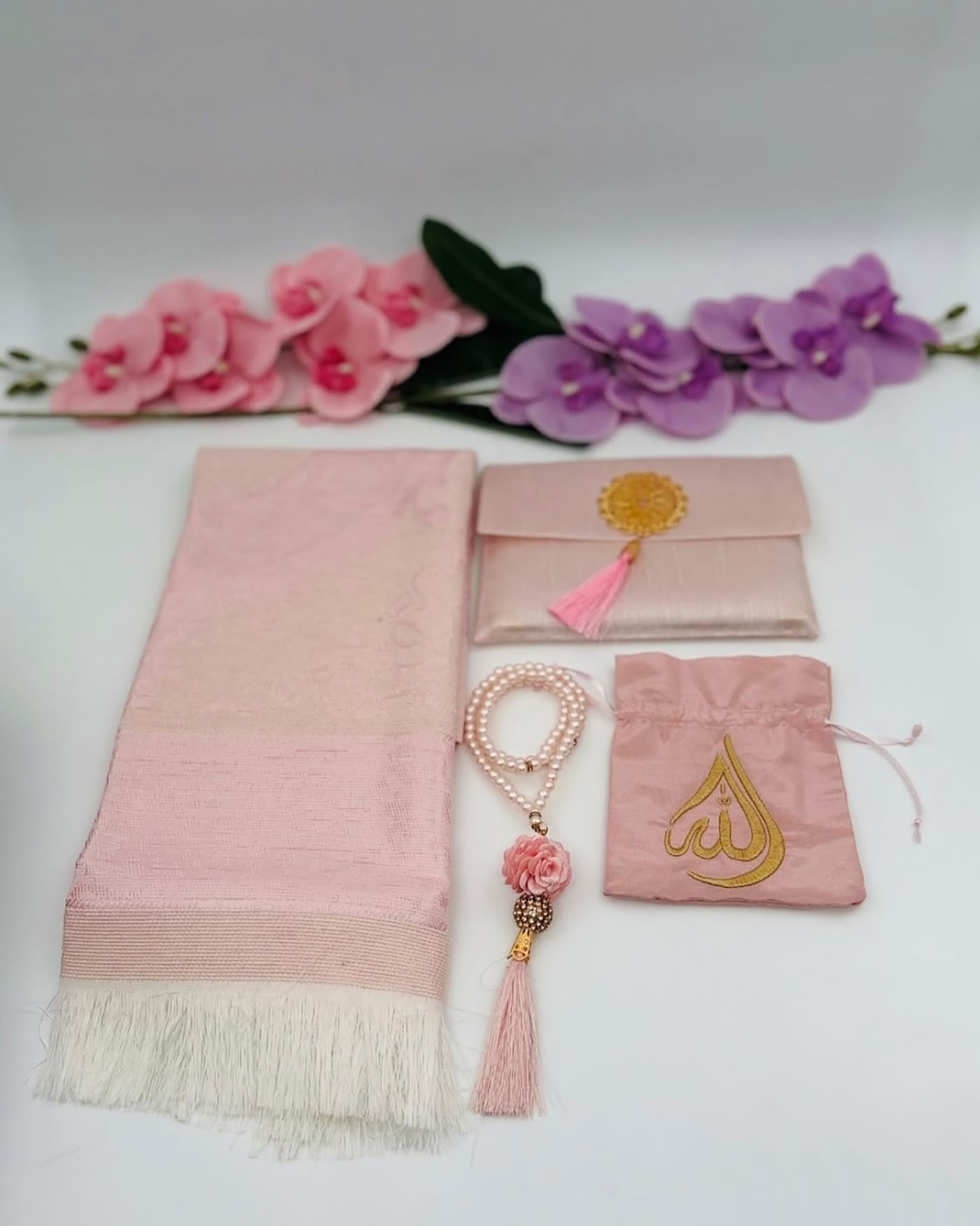 Gift set with prayer rug and rosary Misbaha - Pink
