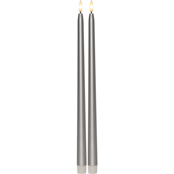 LED Antikljus - Batteriljus - Kronljus - 39 cm - 2-pack - Silver Metallic - 7