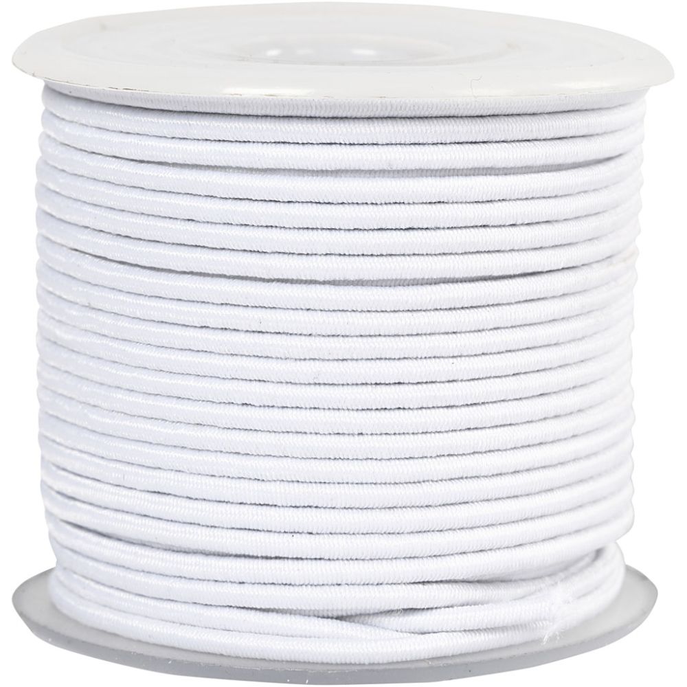 Elastisk smyckestråd  tjocklek 2 mm, vit 25 m