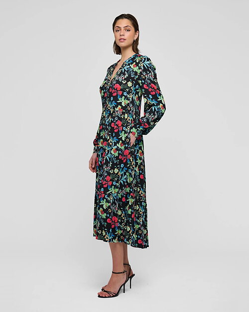 Klänning Cathrin småblommig multi/svart - 4