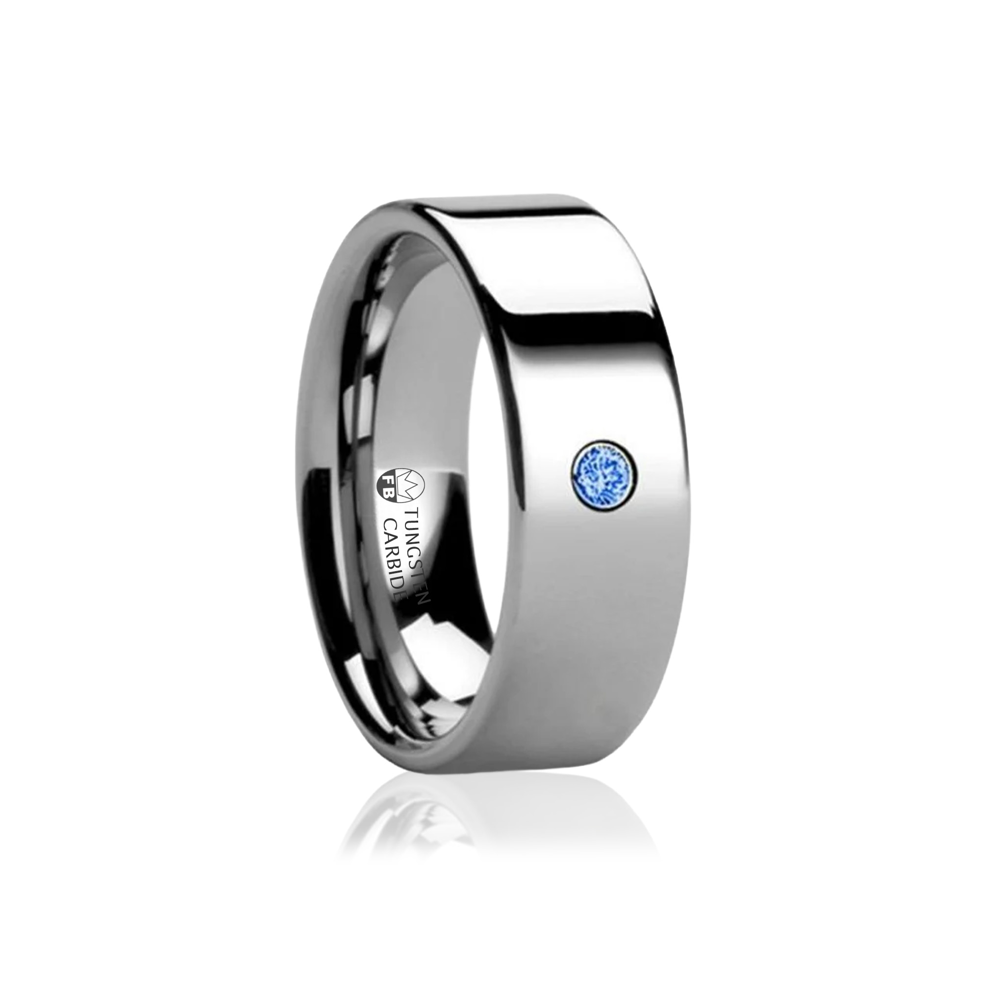 Blue Moon tungstenring med blå CZ diamant