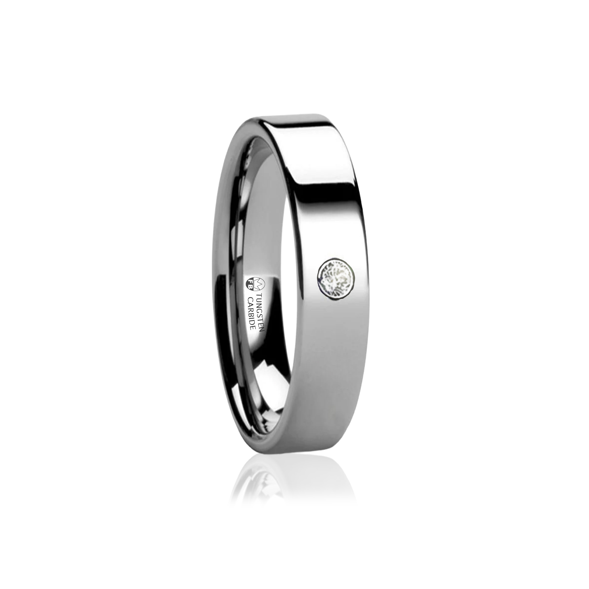 Elegant tungstenring AAA CZ hvid 4mm
