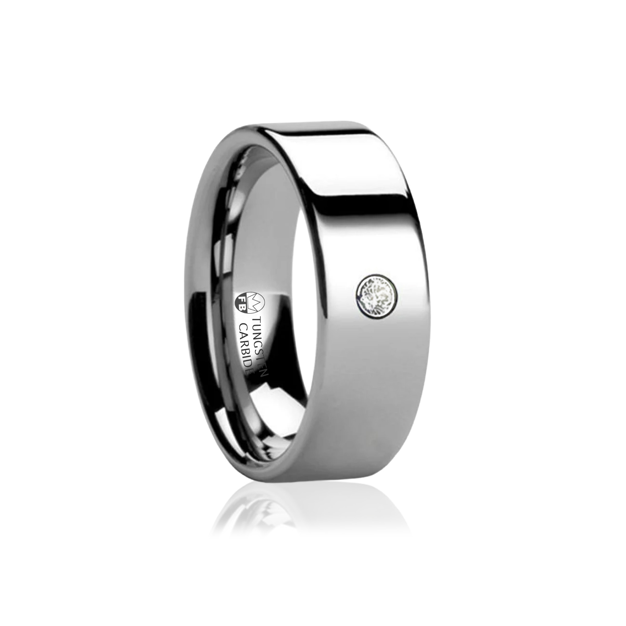 Tungstenring med hvid cubic zirconia