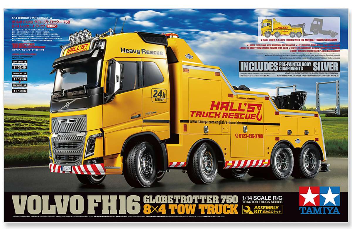 Tamiya 47528 1/14 R/C Volvo FH16 750 8x4 Tow Truck (Silver Edition) - 2