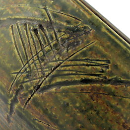 Lisa Larson (1960s) Unique Green Bowl with Incised Decor 17/10cm