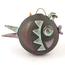 Vera Haij (1960s) Brown Swelling Fish with Colorful Decor 15 cm