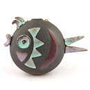 Vera Haij (1960s) Brown Swelling Fish with Colorful Decor 15 cm