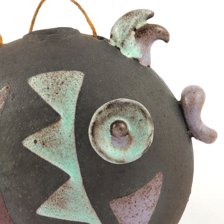 Vera Haij (1960s) Brown Swelling Fish with Colorful Decor 15 cm