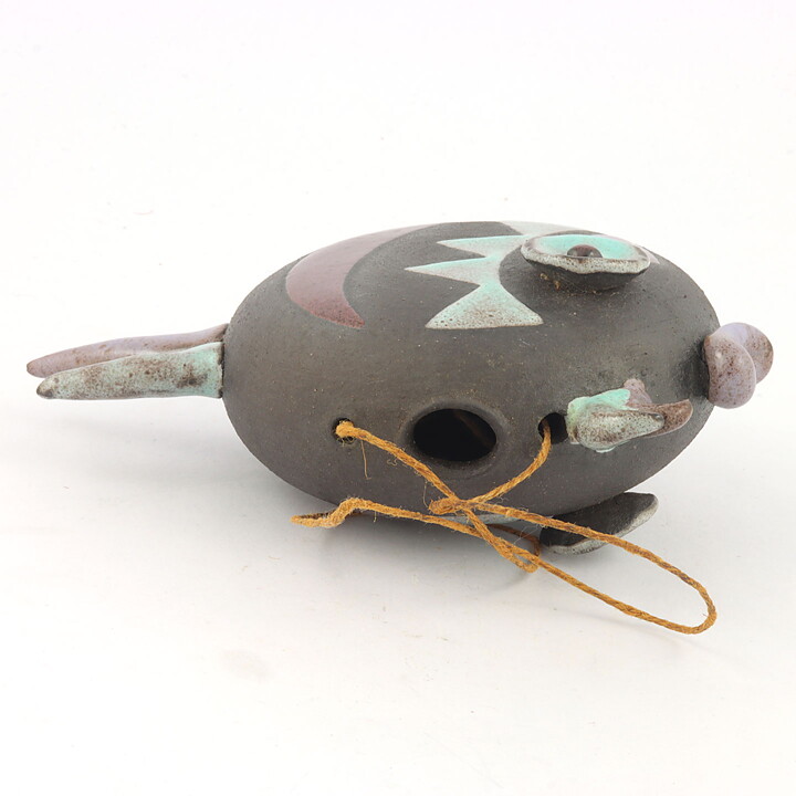 Vera Haij (1960s) Brown Swelling Fish with Colorful Decor 15 cm