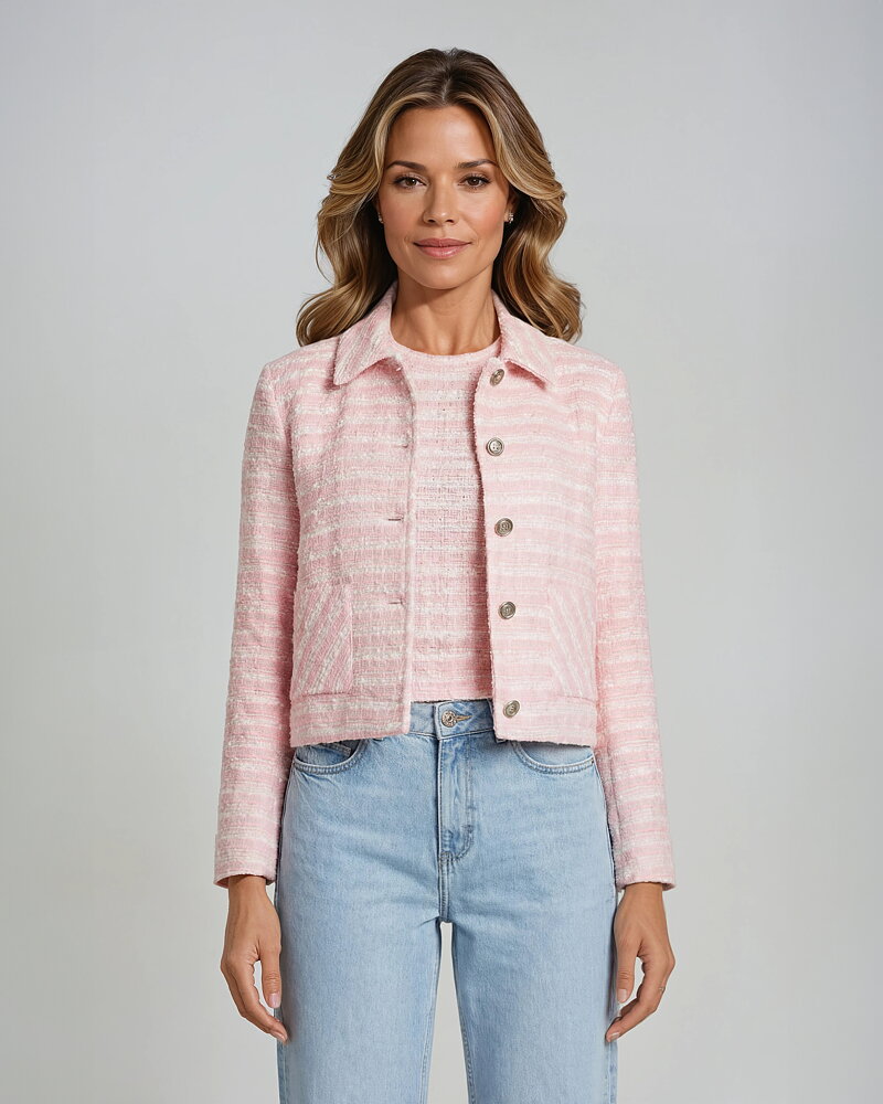 Jacka Jandi N cropped rutig rosa