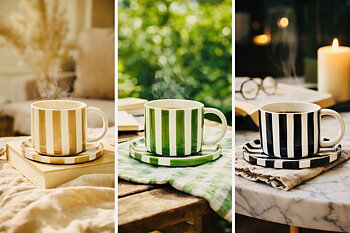 Monica kopp med fat, beige